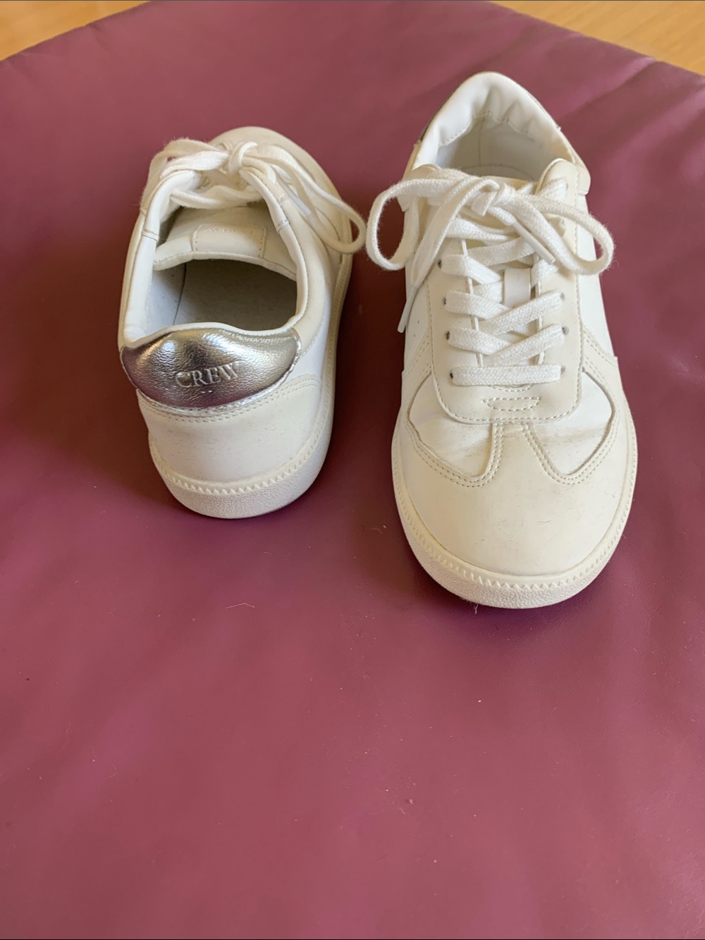 J.Crew White Kids Lace-Up Sneakers with Silver Heel Accent